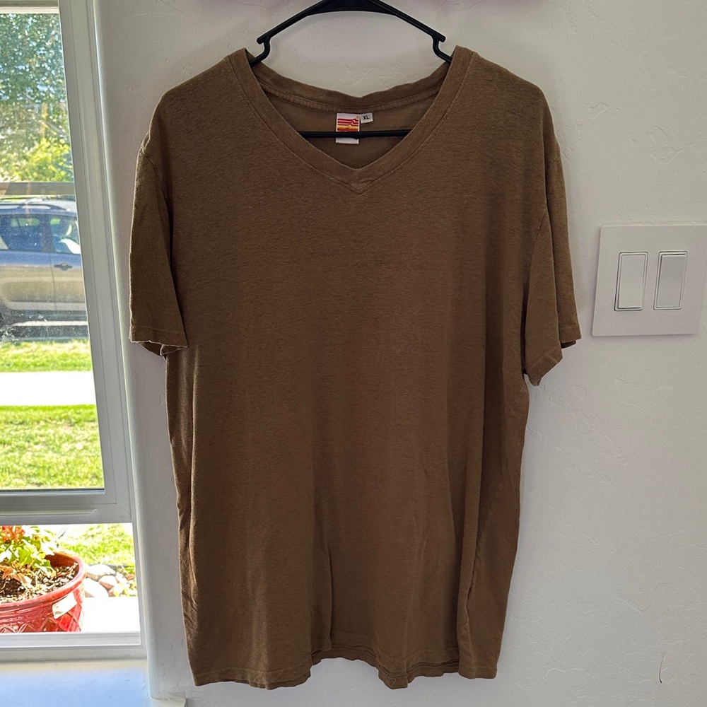 Jungmaven Men's Brown V-Neck T-Shirt